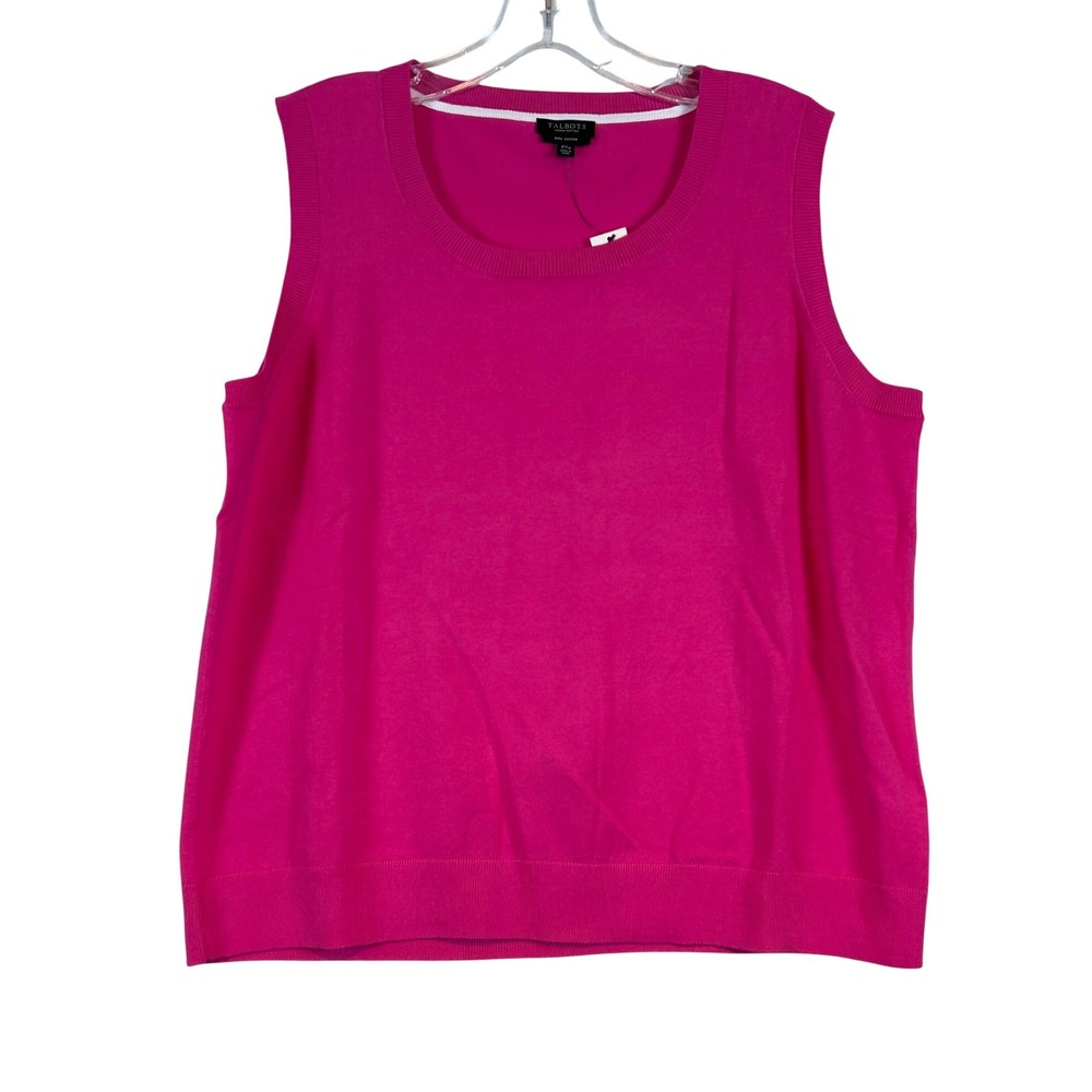 NWT Talbots Woman Petites Pink Pima Cotton Sleeveless Sweater Shell 2XP Summer